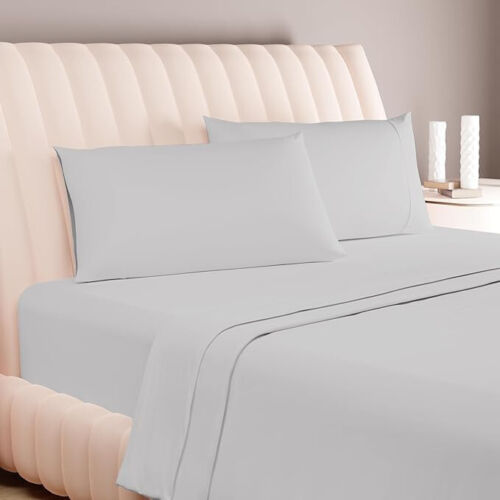 Luxury Egyptian Cotton 4 Pc Queen Sheet Set 600 Thread Count Deep Pocket, Gray