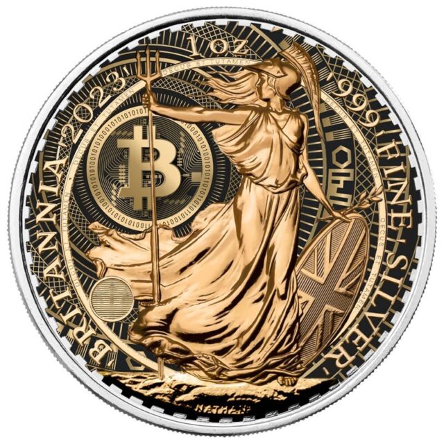Britannia 2023 Bitcoin Classic Design 1 Oz 999 Silber COLOR EDITION
