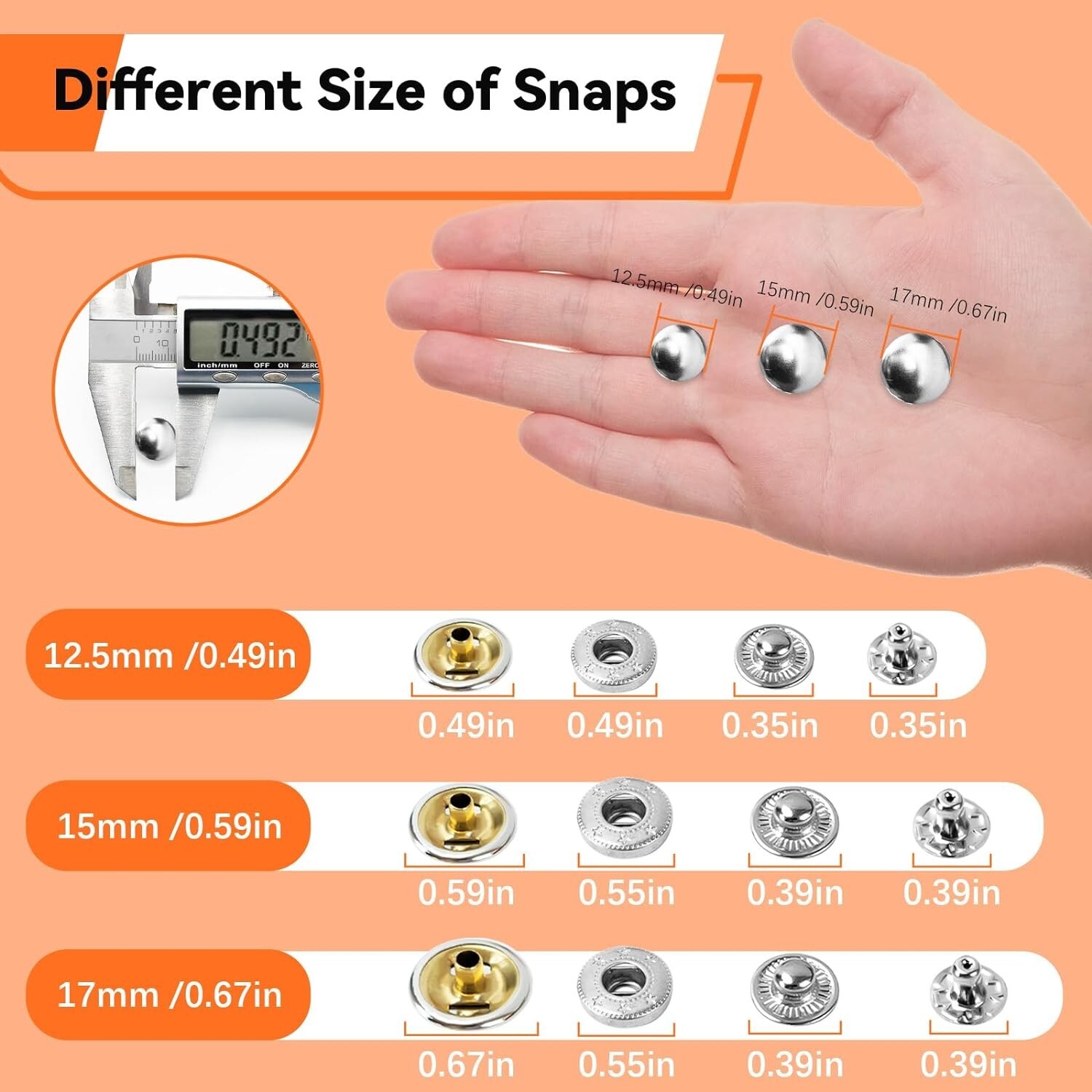 Leather Snaps Fastener Kit, 17mm Leather Snaps and Heavy Duty Snap Button Kit...