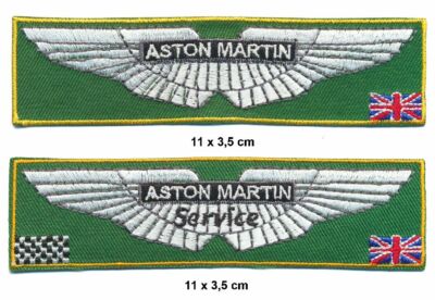 ASTON MARTIN Aufnäher Patches 2 Stück Set Auto cars Sportwagen DB9 DB11 England