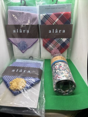 4 Mens Pocket Square & Lapel LOT Nordstrom Rack Alara Lapels MSRP $59.88 F