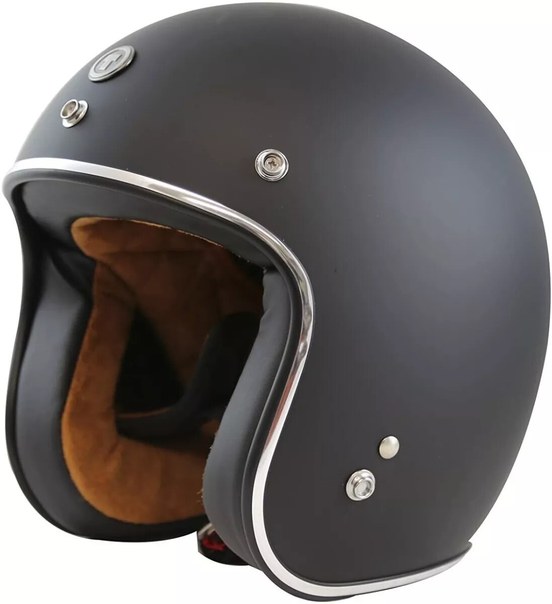 3 4 shell motorcycle helmets Flat Black 3/4 Shell Open Face Motorcycle Helmet Torc T50 Retro Cafe Style  XS
