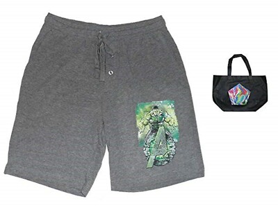 Marvel Avengers Men's Hulk Lounge Shorts Sleep PJ Shorts & Tote 2 Piece Set NWT
