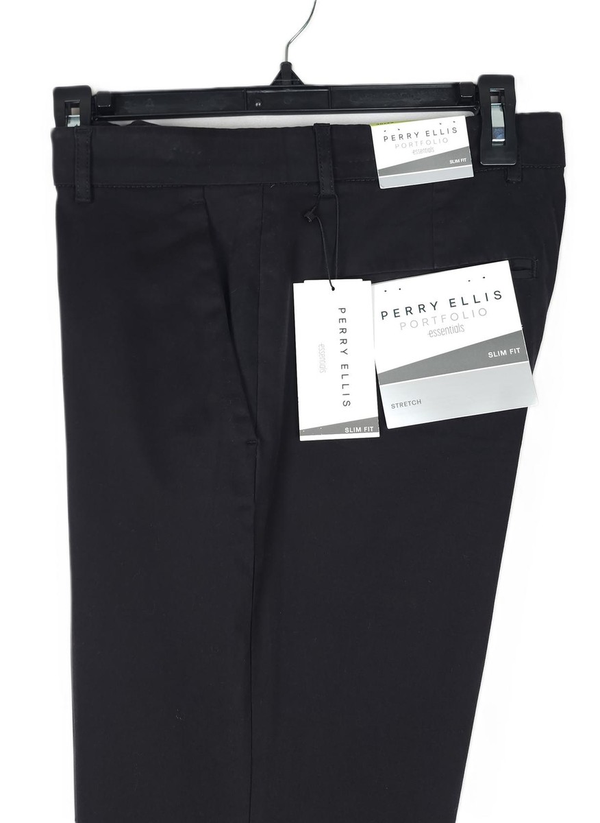 Perry Ellis Men's Slim Fit Stretch Chino Pants – Stain Resistant, Water Repellent, Casual Comfort