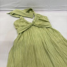 Shein Aveloria Solid Tie Backless Halter Dress Lime Green Size Small