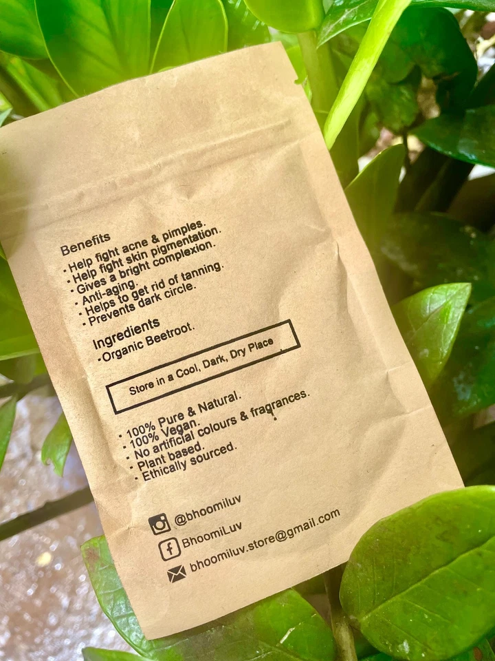 Ceylon Bhoomi Luv Organic Beetroot Powder Face and Body pack 50g New - Image 2 of 3