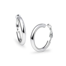 Round Clutchless 4x30mm Hoop Earrings in High Polished Sterling Silver