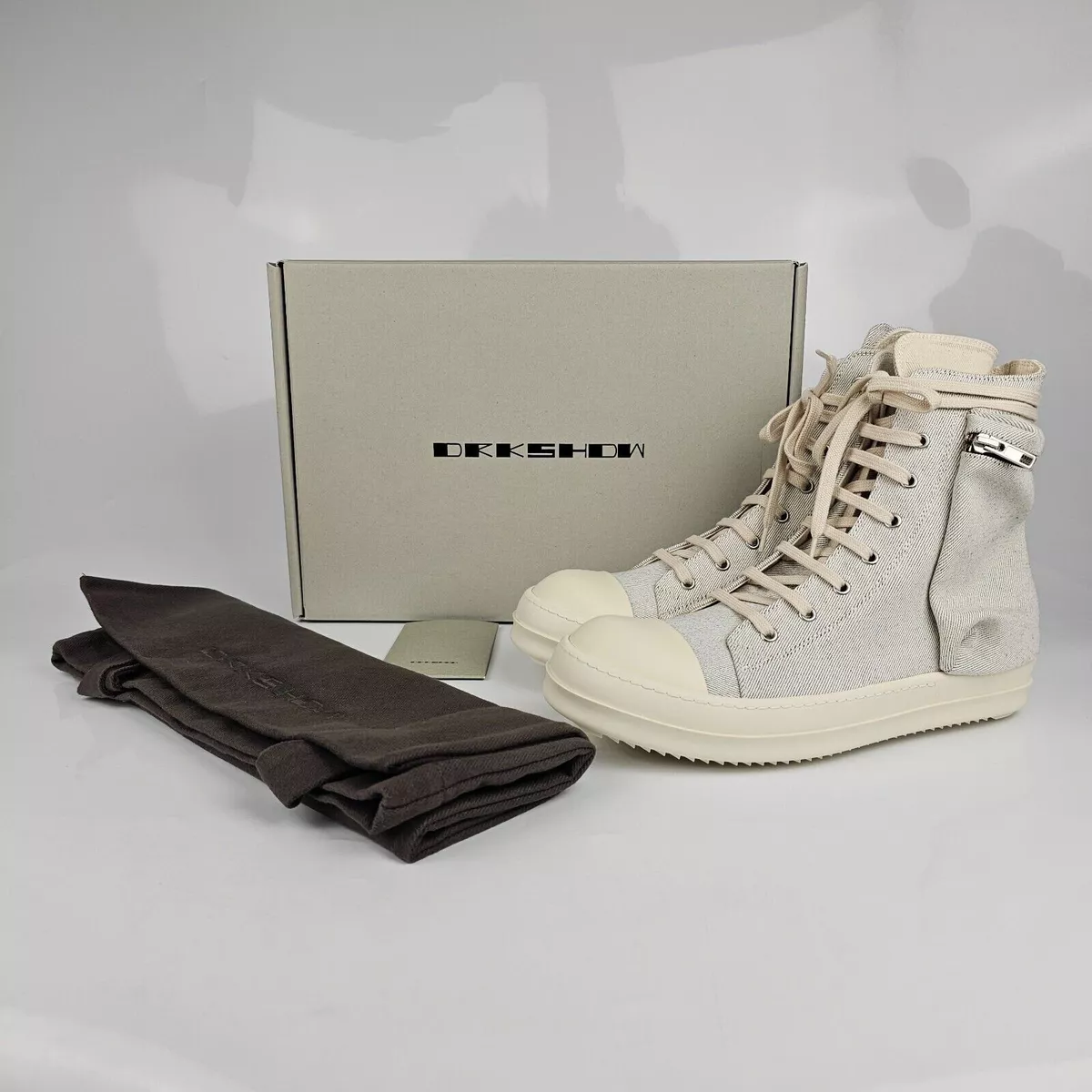 Rick Owens DRKSHDW Ramones Cargo Melange/Milk High Top Sneakers New Size 44