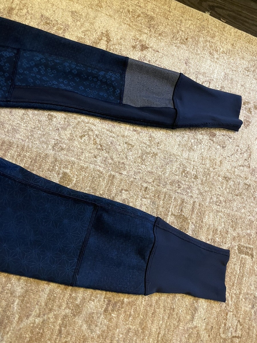 Lululemon Wunder Under Sz 6 Blue Sashiko Kanoko Twist Inkwell