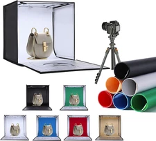 Light Box Photography 16"X16" with 80LED Lights and 6 Color Backdrops Photo Box