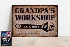 Personalized Workshop I Can Fix It Garage Workshop Man Cave 9"x12" Metal Sign