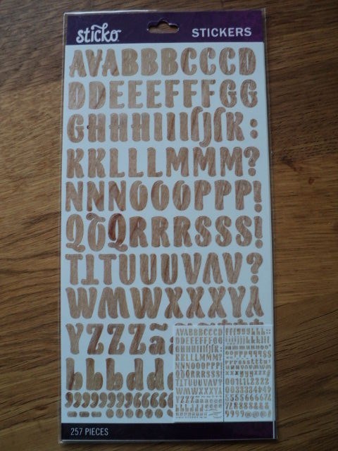 E K SUCCESS STICKO WOOD GRAIN BLANC ALPHABET STICKERS BNIP *LOOK*