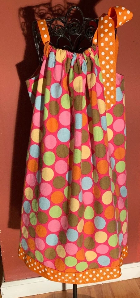 Boutique Personalizada Niñas Talla Vestido funda almohada 7 tejidos con cinta adornada Foto 3 de 4