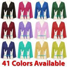 Chiffon Tie Top Belly Dance Flair Wrap Choli Gypsy Haut Orientale Danse Blouse