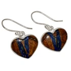 Heart - Natural Boulder Azurite - Morenci Mine 925 Silver Earrings ALLE-18639