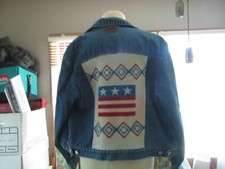 Pendleton Southwestern Wool Pattern Denim Jacket Misses Sz XL -1990 ERA