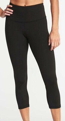 Old Navy Elevate Crop High Rise Go Dry Stretch Breathe Black Leggings Small | eBay