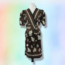 RICKIE FREEMAN TERI JON Suit Set Size 6 Paisley Linen Blazers Silk Skirt artsy