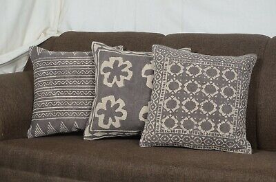 4 Set of Wooden Block Printed Hand Woven Kilim Cushion Cover Pillows 18" 1311-DD 
