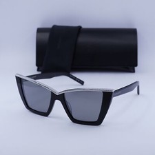 Saint Laurent SL570 002 Black/Silver Mirror 54-17-145 Sunglasses New Authentic