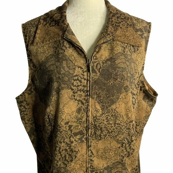 Chaleco Vintage Briggs Sin Mangas Cremallera Frontal 18 Marrón Negro Cuello Foto 2 de 4