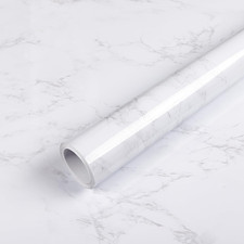 Glossy Marble Contact Paper White Wallpaper Peel and Stick Self Adhesive Waterpr