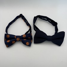 Boys Navy Bow Ties Adjustable Holiday Wedding Church Set Of 2 Basketball