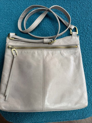 #ad Hobo Cambel Dove Grey Leather Crossbody Handbag Exc Condition $49.50