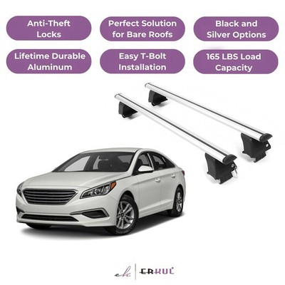 ERKUL Roof Rack Crossbars For HYUNDAI SONATA 2015-2019 Naked Roof Aluminum
