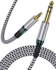 6.35Mm to 3.5Mm Audio Cable Braided 1/4" TRS Male to 1/8" Male Adapter Cord