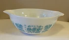 Vintage PYREX White/Blue AMISH BUTTERPRINT 443 2 1.5 QT Handle Mixing Bowl