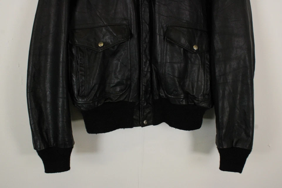 Schott A2 Bomber Leather Jacket Mens Size 46 Flight Aviator 184SM 80s Vintage - Image 3 of 4