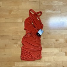 Pretty Little Thing Orange Bodycon Dress Size 4 Women's
