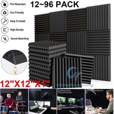 12 96 PACK 12"X12"X1" Acoustic Panels Wedge Soundproof Foam Panels