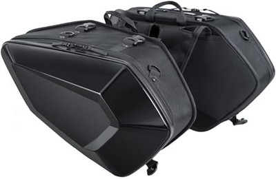 TANAX MotoFizz Motorcycle Side Bags Carving Shell Case 2 Gloss Black 32L (16L
