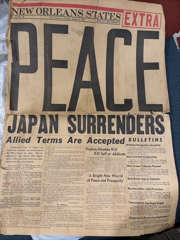 New Orleans States EXTRA August 14th 1945