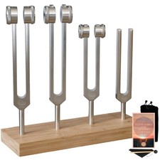 Tuning Forks for Healing Set 128 Hz, 136.1 Hz, 256 Hz, 384 Hz with Bamboo