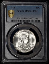 1948 Franklin Half Dollar 50c PCGS MS66+ FBL - Dazzling White Luster!