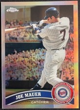 2011 Topps Chrome Baseball Joe Mauer Base Refractor #80 Twins HOF