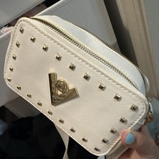 Marino Orlandi Valentino White Studded Crossbody Bag Gold Hardware
