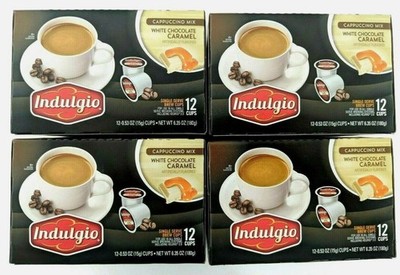 48 Indulgio White Chocolate Caramel Cappuccino K-cups (4 Boxes X 12)  Keurig