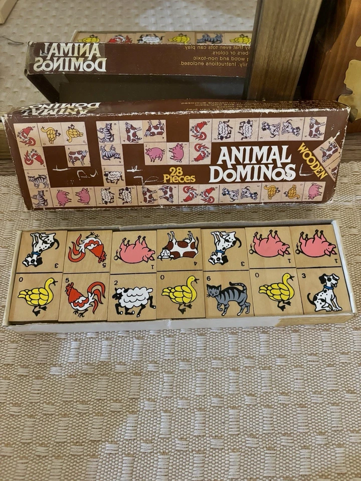 Vintage Wooden Animal Dominoes 28 Piece Family game 1985 - Image 2 of 3
