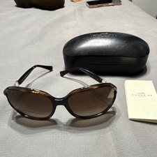 Coach HC 8145 Oversized Oval Tortoise Shell Brown Gradient Sunglasses UV400