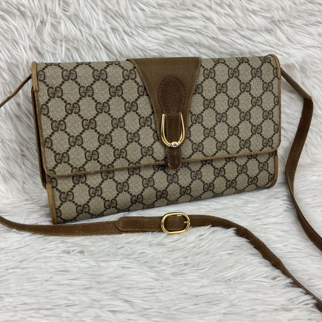 GUCCI Vintage GG Supreme 94 02 050 Shoulder Bag PVC Brown Authentic F0709737
