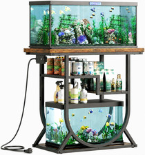 20-29 Gallon Fish Tank Stand with Power Outlet, Metal U Shaped Aquarium Stand wi