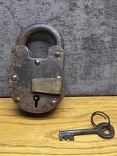 Antique Vintage Cast Iron Padlock W/ Key WORKING