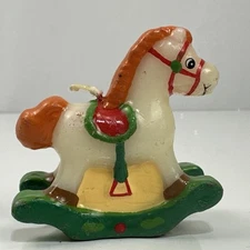 RARE RUSS BERRIE CO. Mini Candle Christmas Rocking Horse 1980s Unused 2.25"