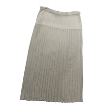 Vintage 90s Hastings  Smith Ivory Pleated Knit Midi Skirt Acrylic Size M