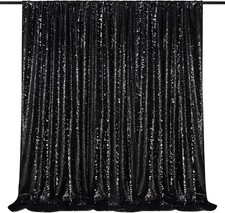 Black Sequin Backdrop Curtain 7ft x Glitter Photo Booth x 7ft,