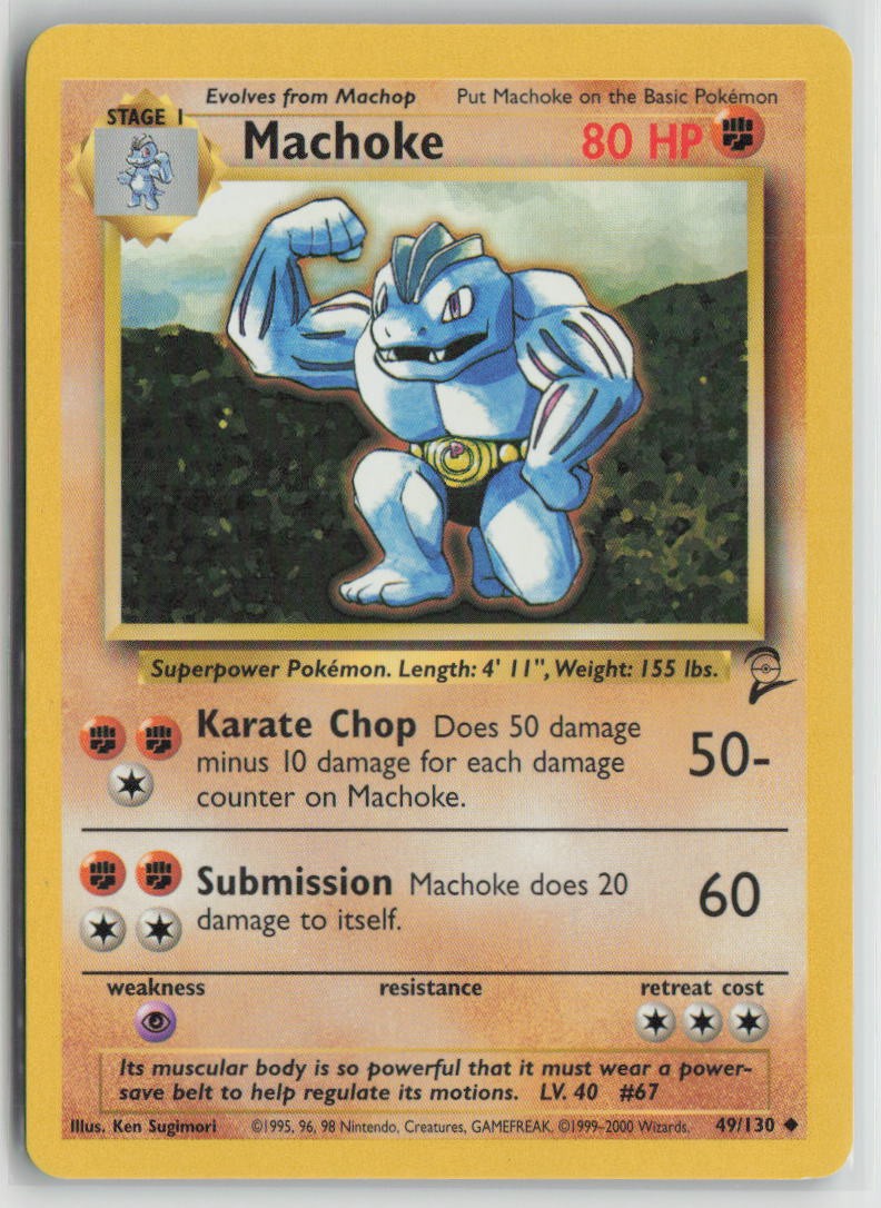 Machoke 49/130 Uncommon Base Set 2 Pokemon Moderately Played